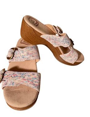 Dansko Sophie Women's Multicolor Slide Sandals Wedge Buckle Strap Size